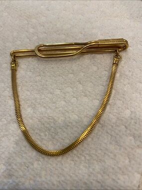 Gold Tie Clip with Safety Chain - Elegant Women's Accessory
